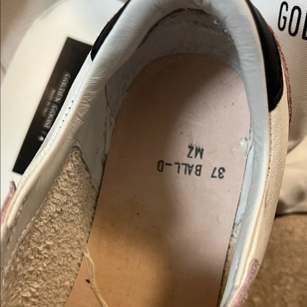Golden Goose Pink and White Star Accent Sneakers